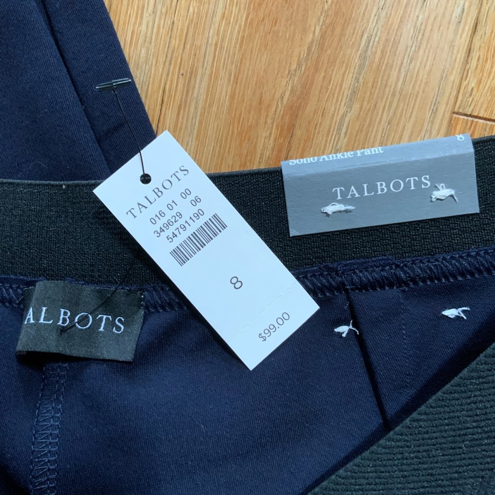 Talbots Soho Ankle Pant Size 8 navy NWT